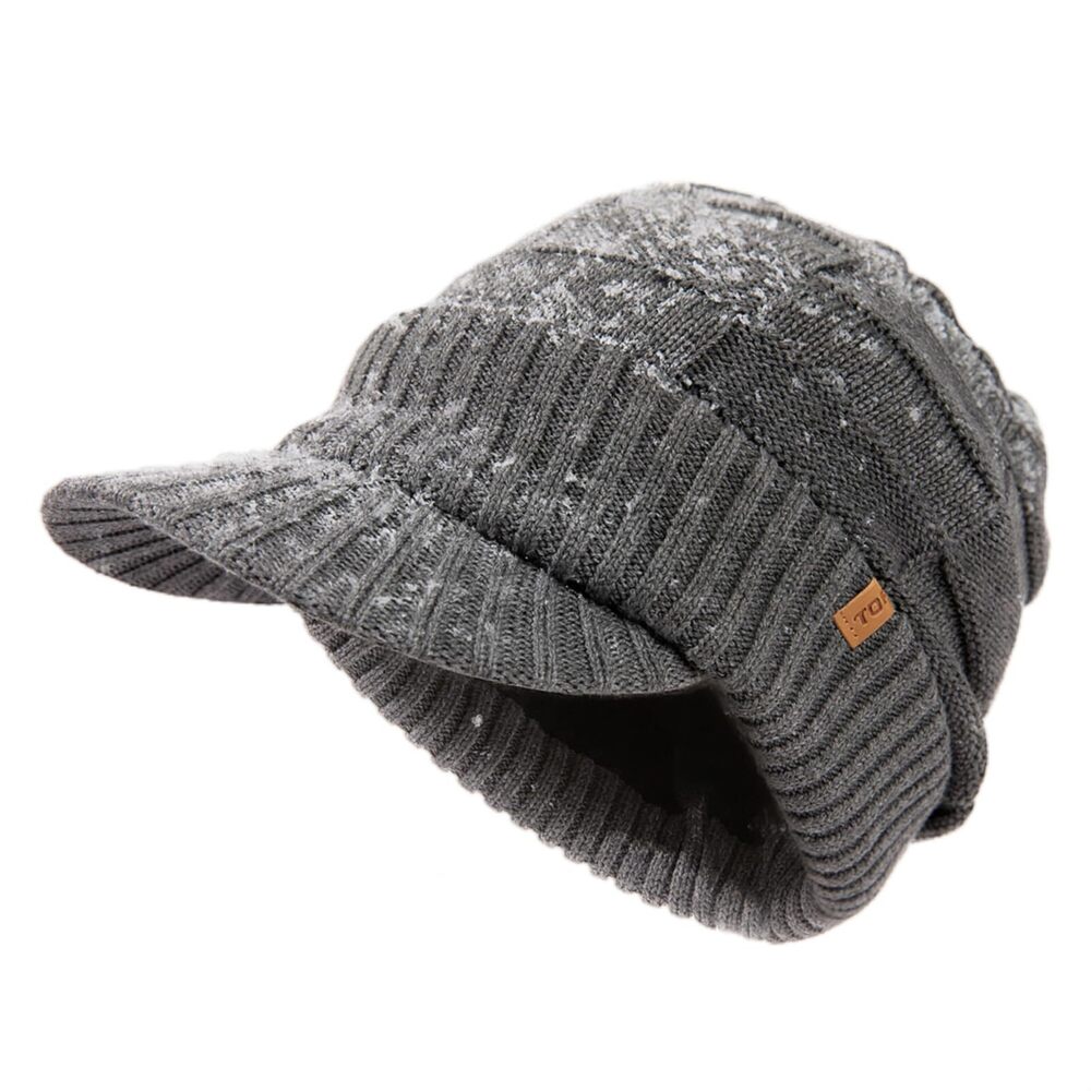 8447 DryKnit Grey Large Head Waterproof Wool Blend Beanie Warm Fleece Lined